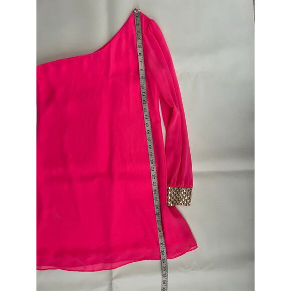 Jodi Kristopher hot pink one shoulder mini dress size‎ small Barbiecore romantic - Picture 7 of 9